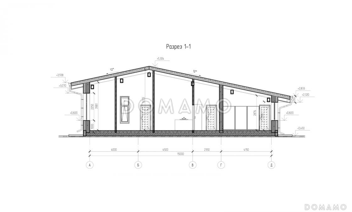 Проект одноэтажного дома с открытой планировкой кухни-гостиной, с зоной для барбекю, сауной и тремя спальнями / 5