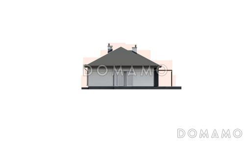 Проект просторного одноэтажного дома из кирпича с четырьмя спальнями с гардеробными / Фасад 4