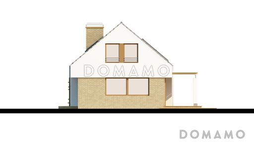 Проект одноэтажного мансардного дома из газобетона с большой площадью остекления в гостиной / Фасад 2