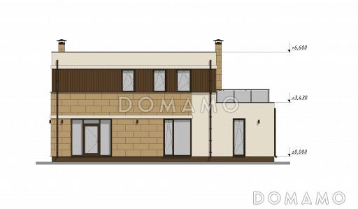 Проект небольшого дома в стиле хай-тек с гаражом S-137 / Фасад 2