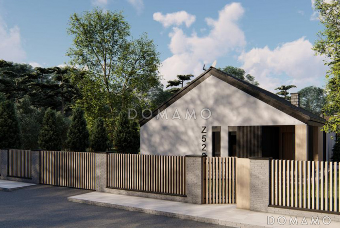 Проект загородного дома с просторной гостиной, кухней с кладовой,  ванной с окном, большой прихожей