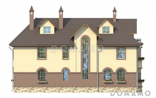 Проект большого коттеджа для узкого участка / Фасад 3