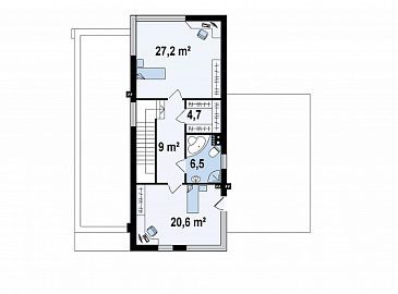 Проект современного двухэтажного дома из газобетона в стиле модерн, с террасой на втором уровне, с гаражом / План 2 этажа Проект современного двухэтажного дома из газобетона в стиле модерн, с террасой на втором уровне, с гаражом / План 2 этажа