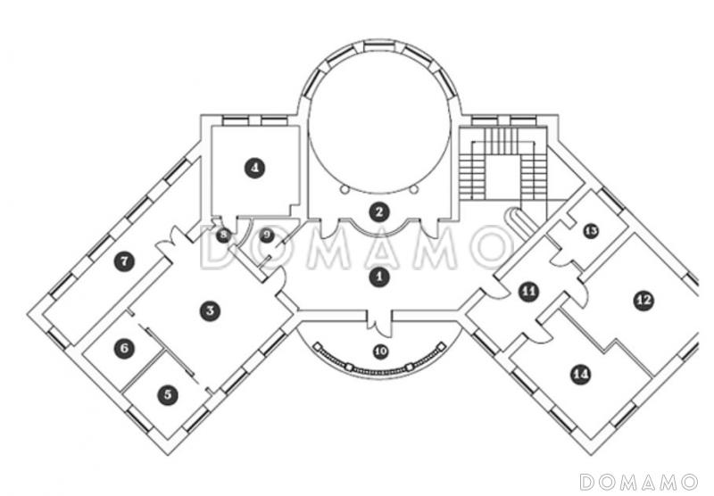 Проект дома в стиле барокко с зеленой крышей / План 2 этажа
