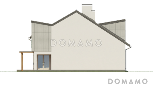 Проект компактных мансардных домов-близнецов из кирпича с изолированной кухней и тремя спальнями / Фасад 3