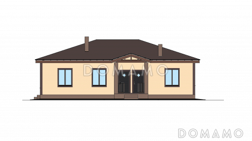 Проект дома с выходом на террасу из спальни и кухни, кладовой, двумя санузлами  / Фасад 4