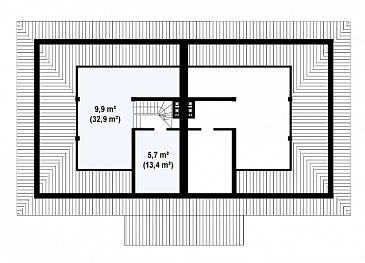 Проект двухэтажных домов-близнецов из кирпича с гаражом и чердаком / План мансардного этажа