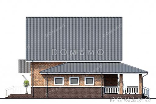 Проект дома с большими спальнями, гаражом и просторной террасой / Фасад 2