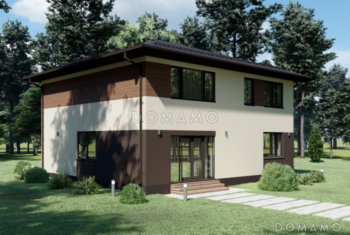 Проект современного дома с гаражом на две машины S-227