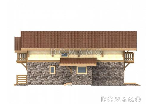 Проект современного каркасного дома с двумя террасами / Фасад 3