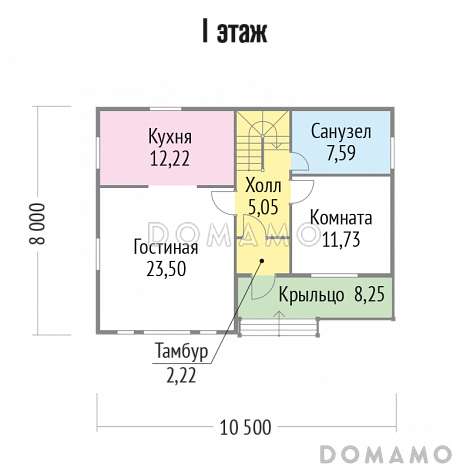 Проект бюджетного каркасного дома / План 1 этажа