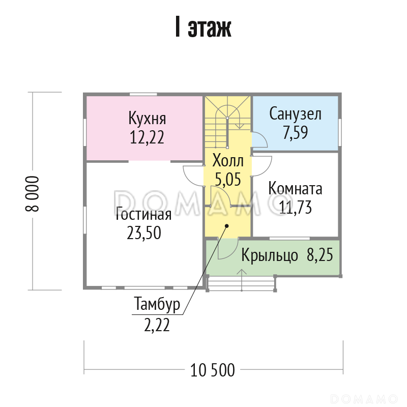 Проект бюджетного каркасного дома / План 1 этажа