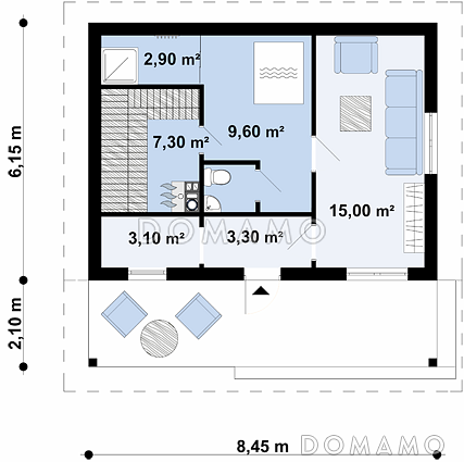 Проект бани из газобетона с комнатой отдыха и крытой террасой / План 1 этажа Проект бани из газобетона с комнатой отдыха и крытой террасой / План 1 этажа
