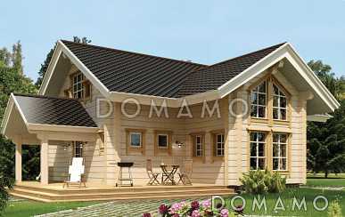 Проект дома из клееного бруса с вторым светом в зоне гостиной