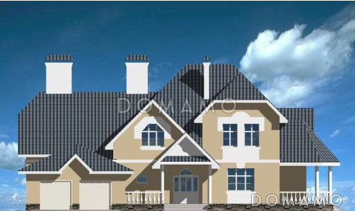 Проект дома из кирпича с кинозалом / Фасад 1