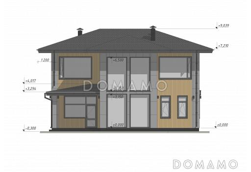 Проект стильного двухэтажного коттеджа со вторым светом в стиле Райт S-228-2 / Фасад 1