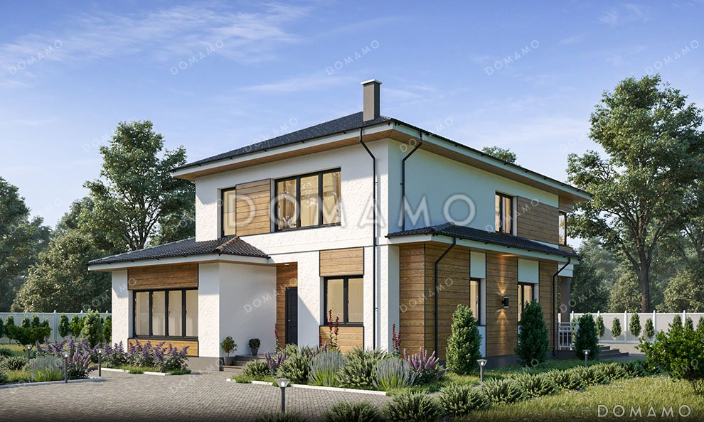 Проект дома с террасой и тренажерным залом / 1