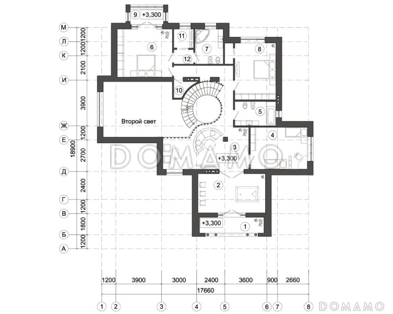 Проект просторного и светлого двухэтажного дома для большой семьи  / План 2 этажа