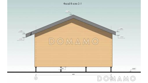 Проект каркасного дома с двумя спальнями и крытой террасой / Фасад 2