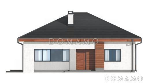 Проект одноэтажного дома из кирпича с тремя спальнями и небольшой крытой угловой террасой, увеличенная версия 273 / Фасад 4
