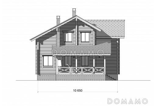 Проект коттеджа в брусовом исполнением с террасой / Фасад 4