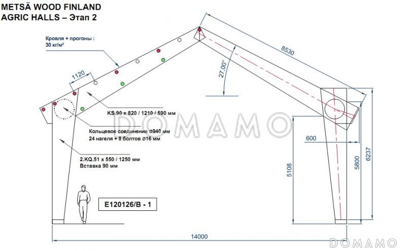 Типовой проект ангара, склада из клееного бруса / План #2