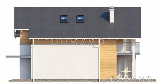 Проект небольшого мансардного дома из газобетона с отделкой планкеном / Фасад 4