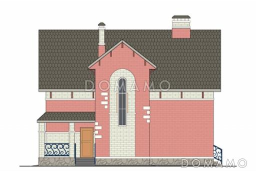 Проект кирпичного дома с необычной конфигурацией кровли / Фасад 4