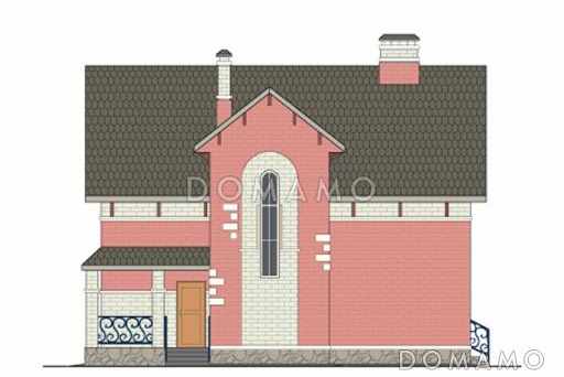 Проект кирпичного дома с необычной конфигурацией кровли / Фасад 4