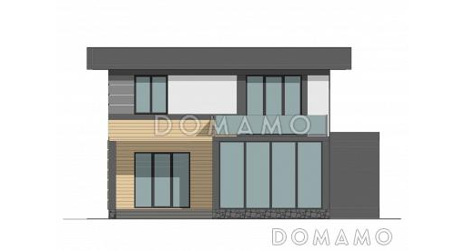 Проект двухэтажного дома из газобетона со встроенным гаражом, верандой и спортзалом / Фасад 3
