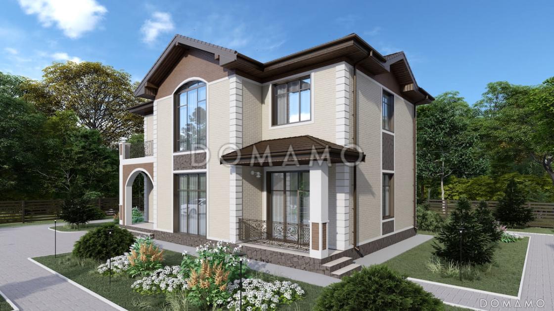 Проект двухэтажного дома с большой гостиной, 4 спальнями, террасой и балконом / 2