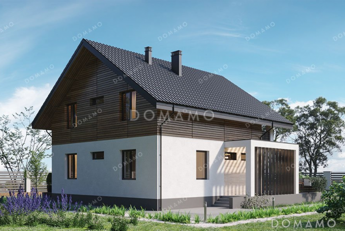 Проект одноэтажного дома с просторной террасой и двумя балконами Проект одноэтажного дома с просторной террасой и двумя балконами