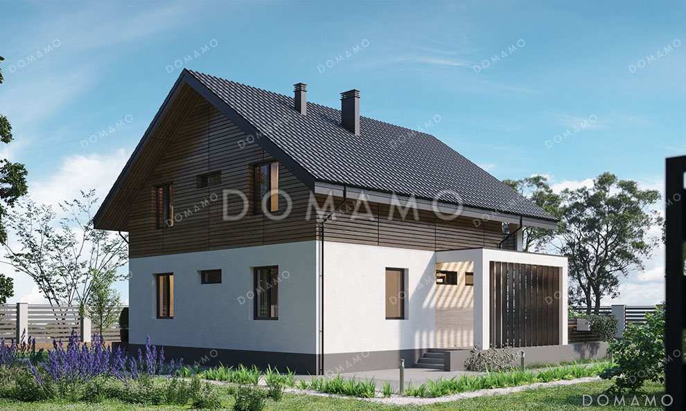 Проект одноэтажного дома с просторной террасой и двумя балконами / 3