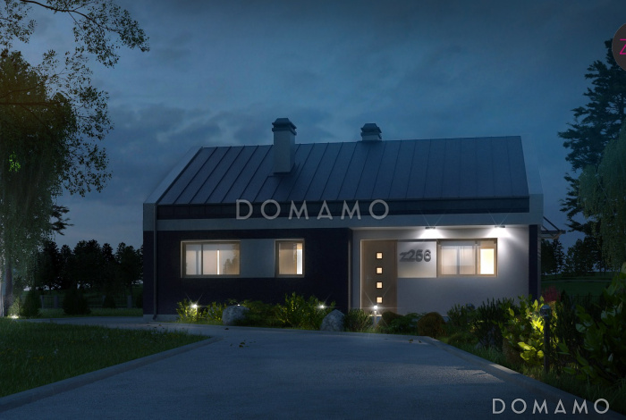 Проект одноэтажного дома из кирпича с оригинальной открытой террасой Проект одноэтажного дома из кирпича с оригинальной открытой террасой