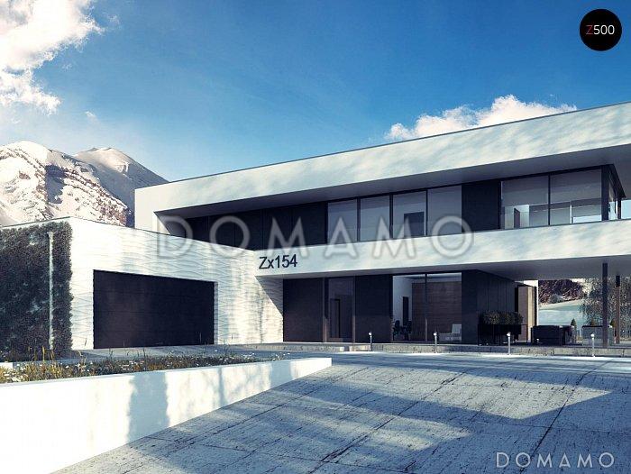 Проект просторного современного двухэтажного дома из кирпича с плоской крышей,  с верандой, гаражом и террасами на обоих этажах / 3