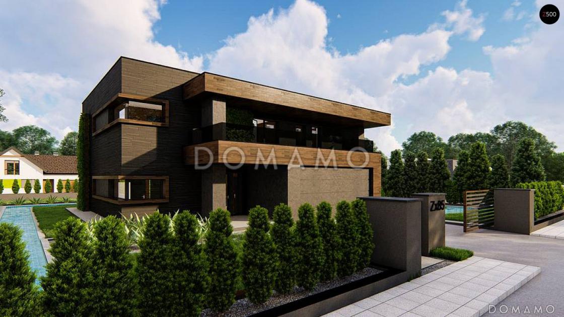 Проект кирпичного дома с кабинетом, гаражом на 2 машины и террасой на втором этаже / 1