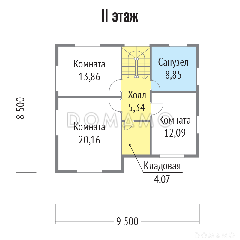 Проект каркасного дома с просторными комнатами / План мансардного этажа