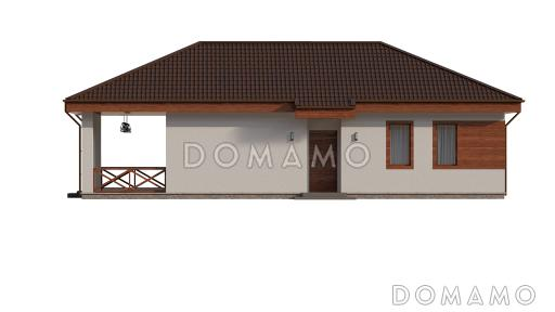 Проект одноэтажного каркасного дома с большой террасой и двумя спальнями / Фасад 5