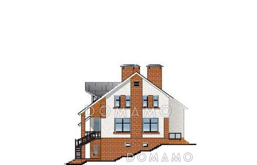 Проект комфортабельного дома с цокольным этажом, просторной террасой, гаражом для одной машины / Фасад 3