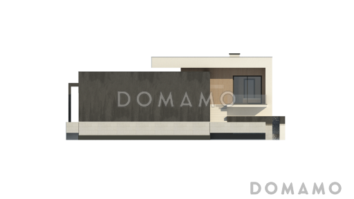 Проект современного двухэтажного дома из газобетона с подземным гаражом и террасой на втором уровне / Фасад 3