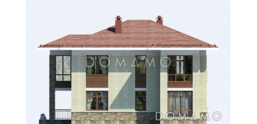 проект двухэтажного дома с большой гостинной и гаражом на две машины / Фасад 2