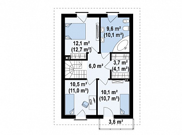Проект одноэтажного мансардного дома из газобетона с кабинетом и с высокой аттиковой стеной / План мансардного этажа Проект одноэтажного мансардного дома из газобетона с кабинетом и с высокой аттиковой стеной / План мансардного этажа