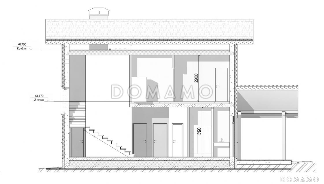 Проект загородного дома с двухскатной крышей, сауной, мастерской и кабинетом на первом этаже / 7