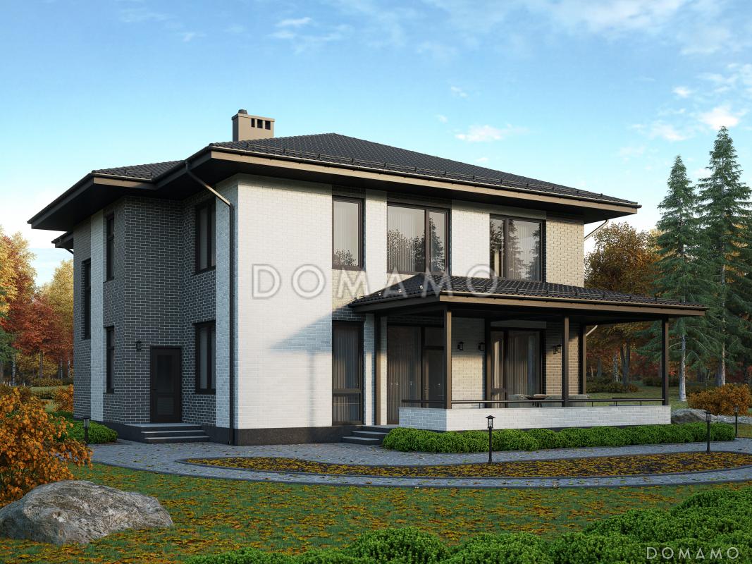 Проект двухэтажного дома из газобетона и кирпичной облицовкой / 2