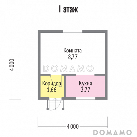 Проект каркасного дома 4х4 / План 1 этажа