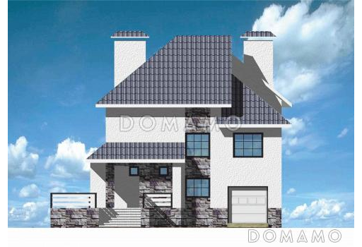 Проект дома из кирпича с небольшой кухней / Фасад 2