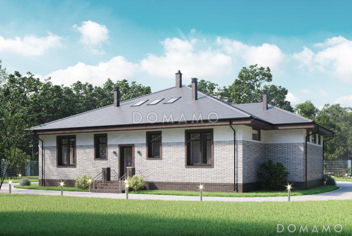 Проект одноэтажного дома с мансардой и террасой Проект одноэтажного дома с мансардой и террасой