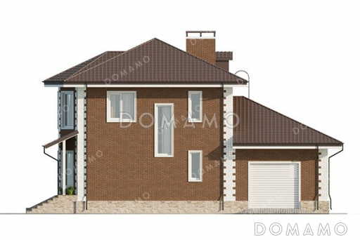 Проект двухэтажного дома с гаражом и подвалом / Фасад 1