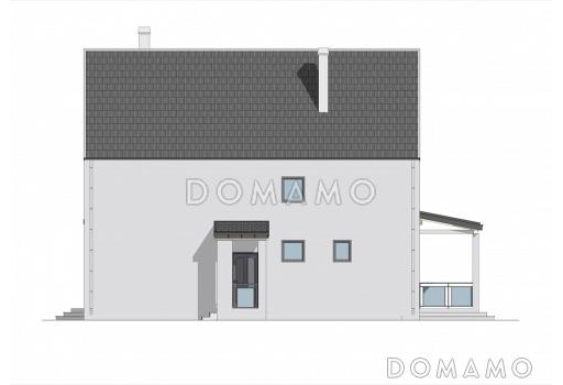 Проект двухэтажного дома с тремя спальными комнатами, балконом и сауной / Фасад 2