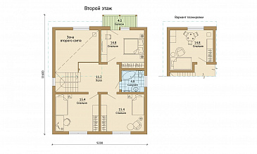 Проект каркасного дома с просторной террасой во всю ширину дома / План мансардного этажа